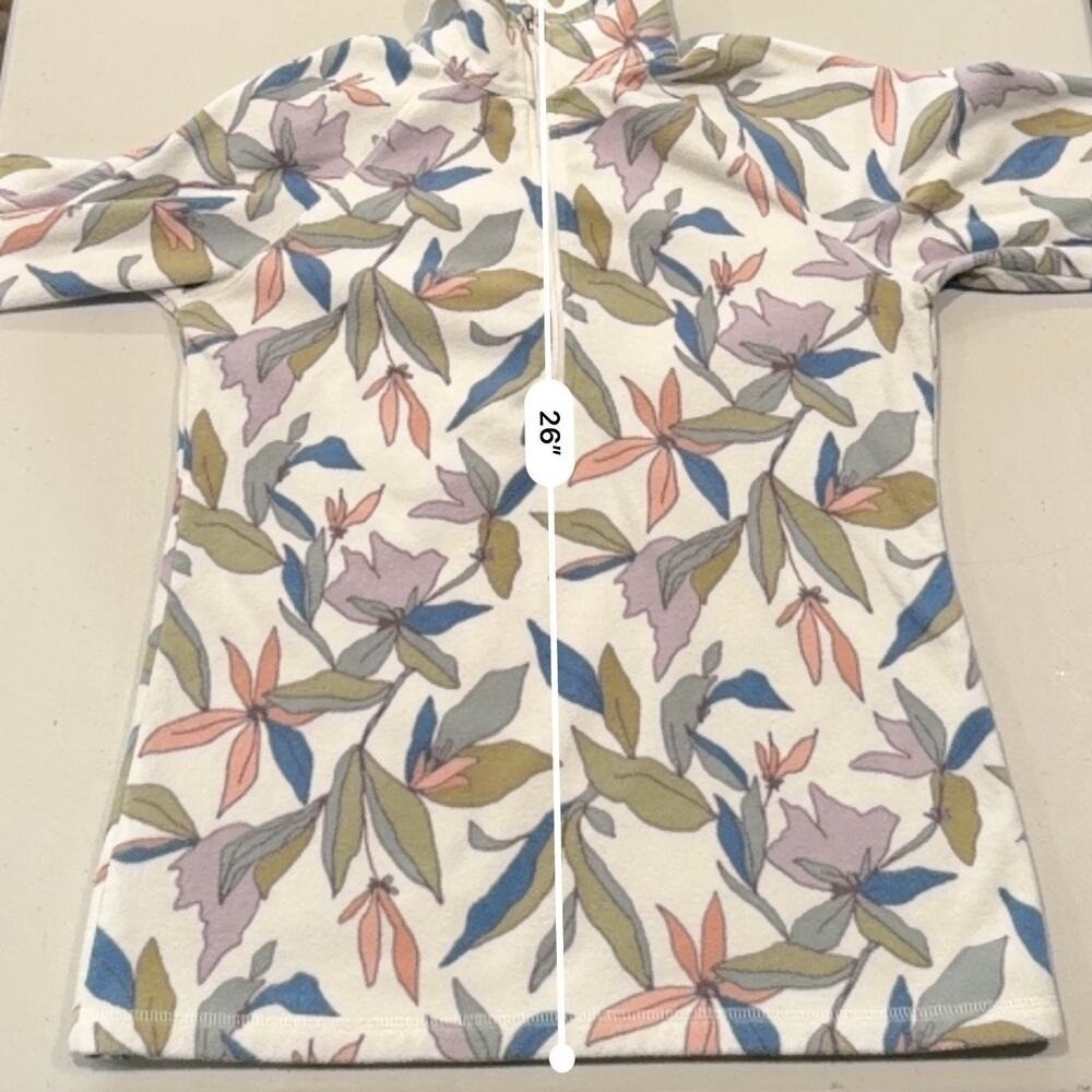 Eddie Bauer Women's Floral Fleece Pullover Small 1/4 Zip Jacket Cream Multicolor - Picture 7 of 7